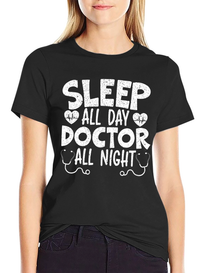 Camiseta Negra Doctor: Dormir Todo el Día