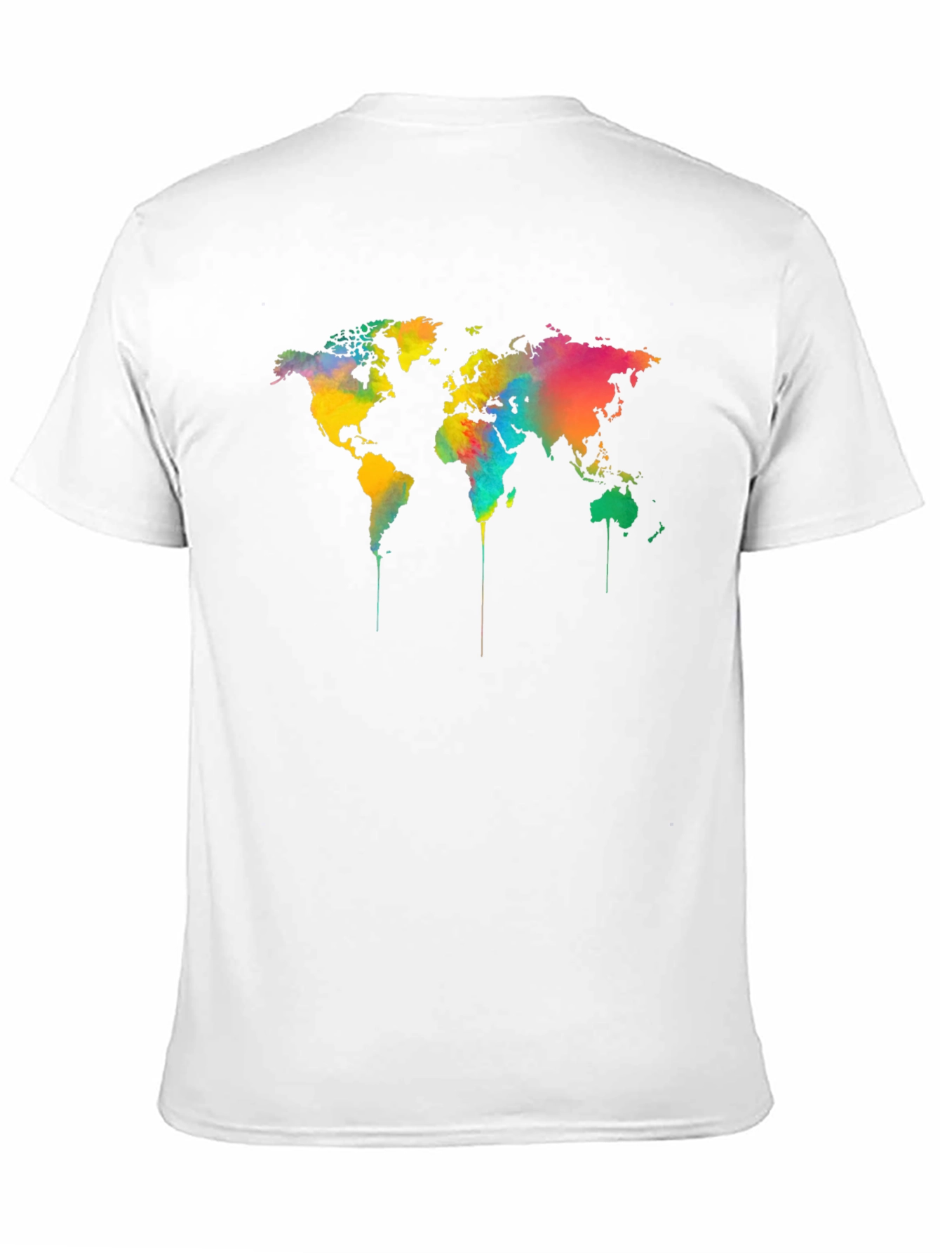 Camiseta Negra Mapa Mundial Acuarela