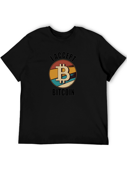 Camiseta Hombre Acepto Bitcoin Diseño Retro