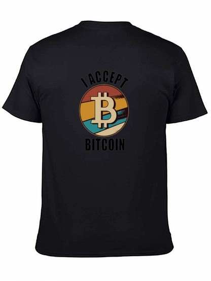 Camiseta Hombre Acepto Bitcoin Diseño Retro