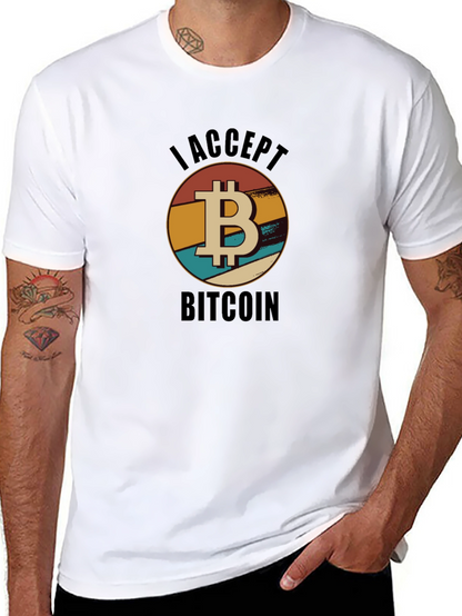 Camiseta Hombre Acepto Bitcoin Diseño Retro