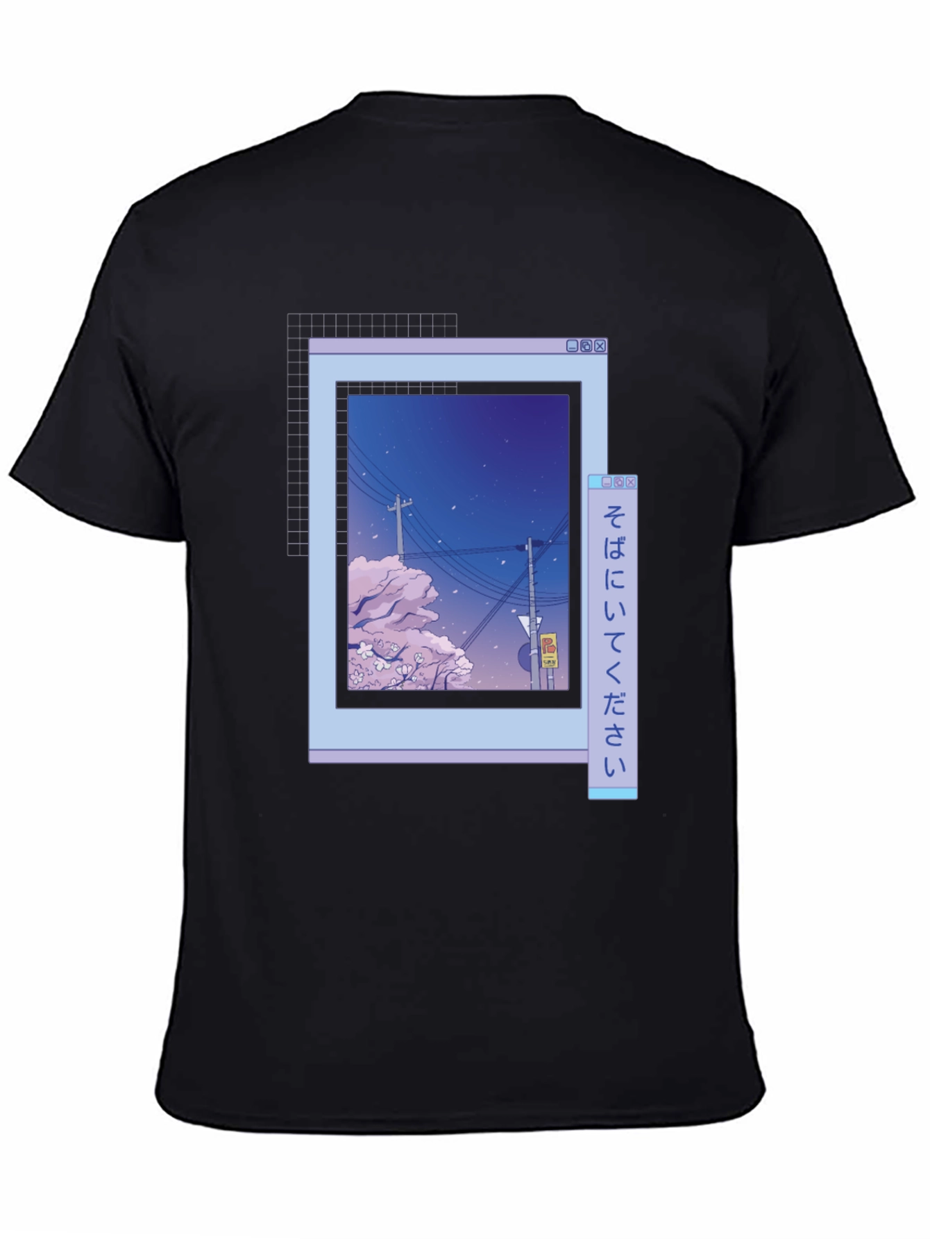 Camiseta Negra con Diseño Ventana Anime