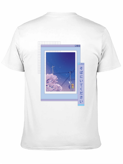 Camiseta Negra con Diseño Ventana Anime