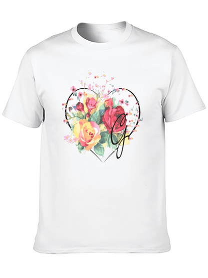 Camiseta Negra con Estampado Floral Acuarela