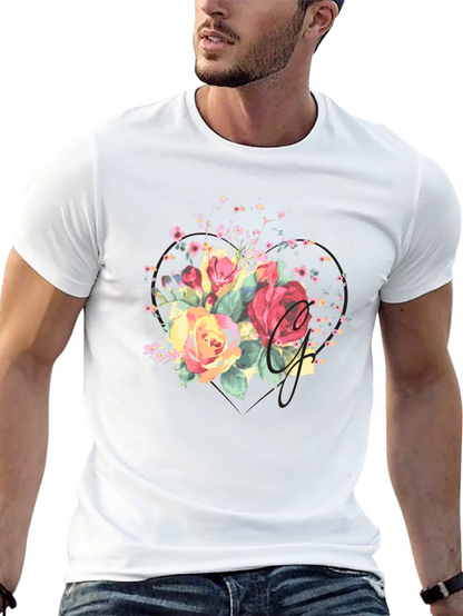 Camiseta Negra con Estampado Floral Acuarela