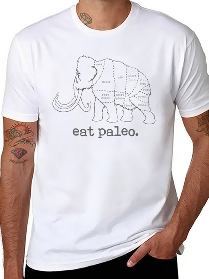 Camiseta Negra Eat Paleo con Diseño de Mamut