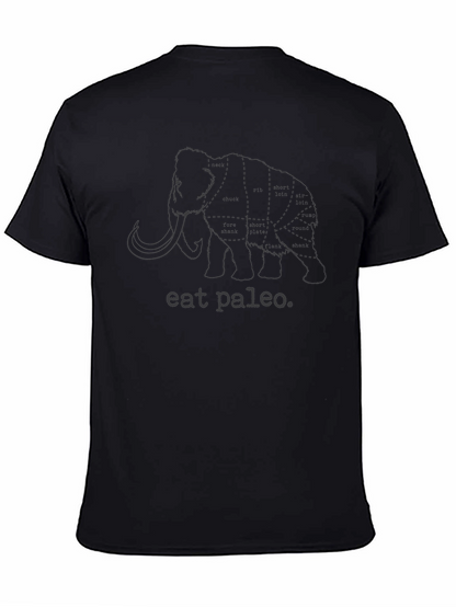 Camiseta Negra Eat Paleo con Diseño de Mamut