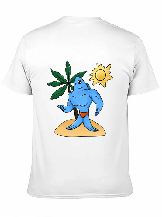 Camiseta Negra con Diseño de Pez Musculoso Tropical