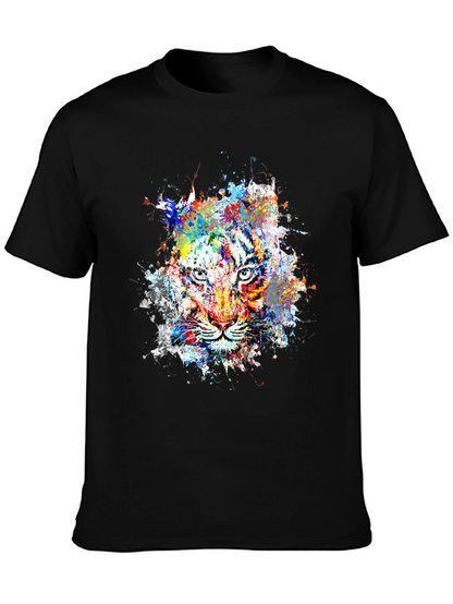 Camiseta Negra con Estampado Tigre Abstracto