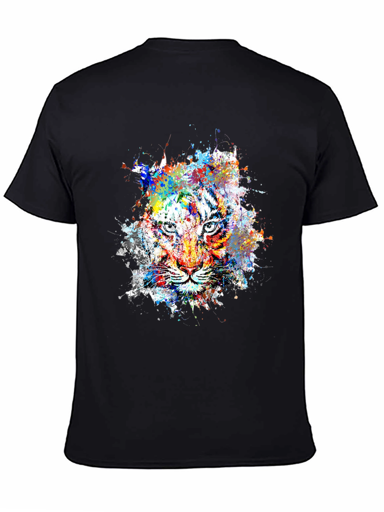 Camiseta Negra con Estampado Tigre Abstracto