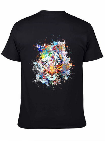Camiseta Negra con Estampado Tigre Abstracto