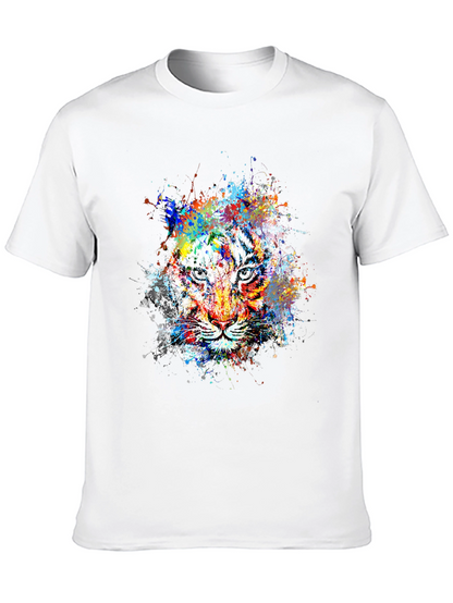 Camiseta Negra con Estampado Tigre Abstracto