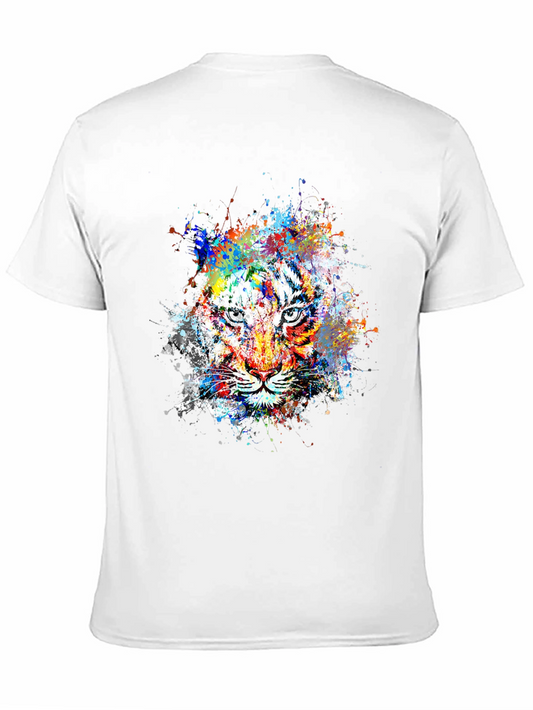 Camiseta Negra con Estampado Tigre Abstracto