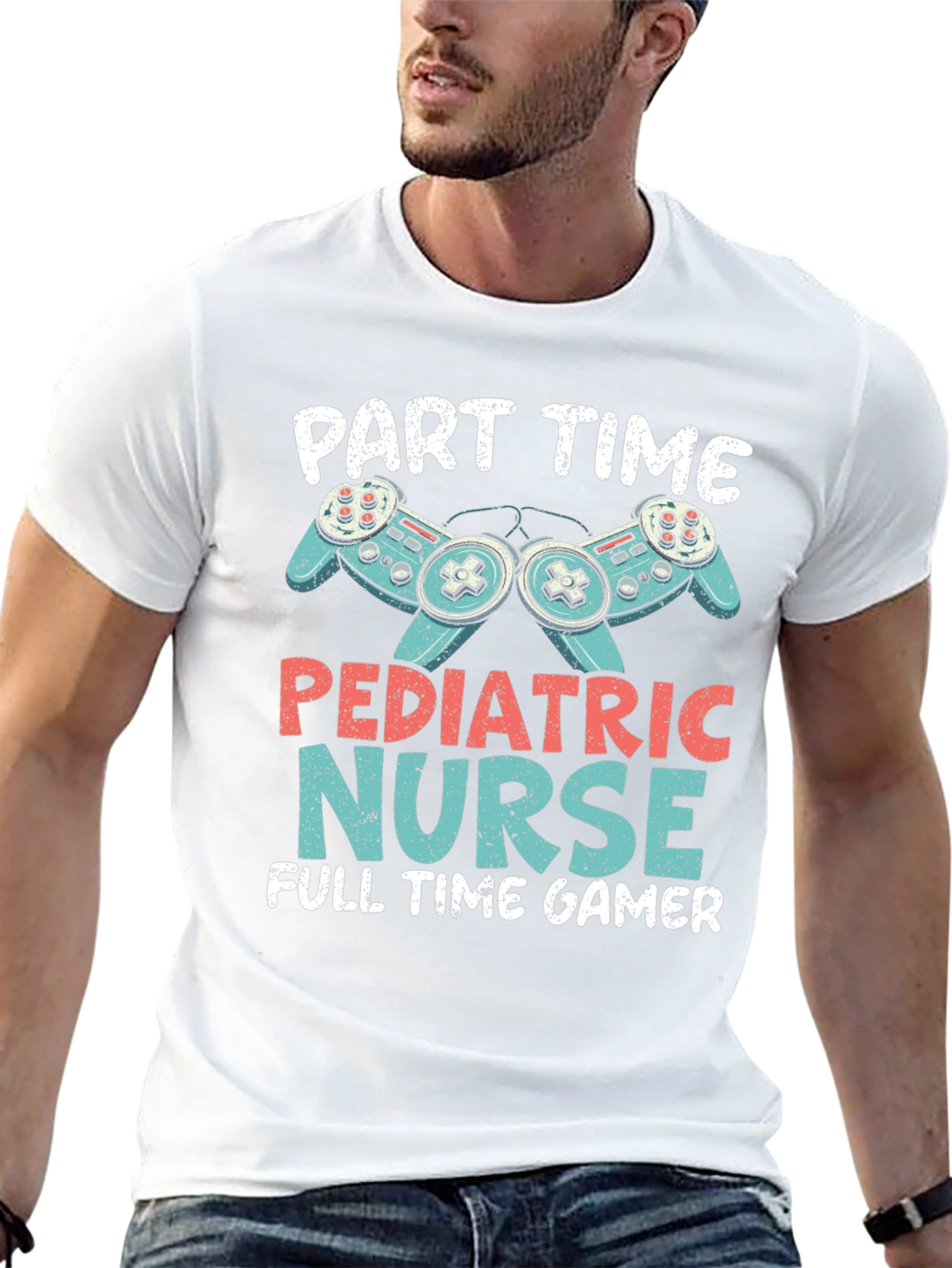 Camiseta Hombre: Enfermera Pediátrica y Gamer