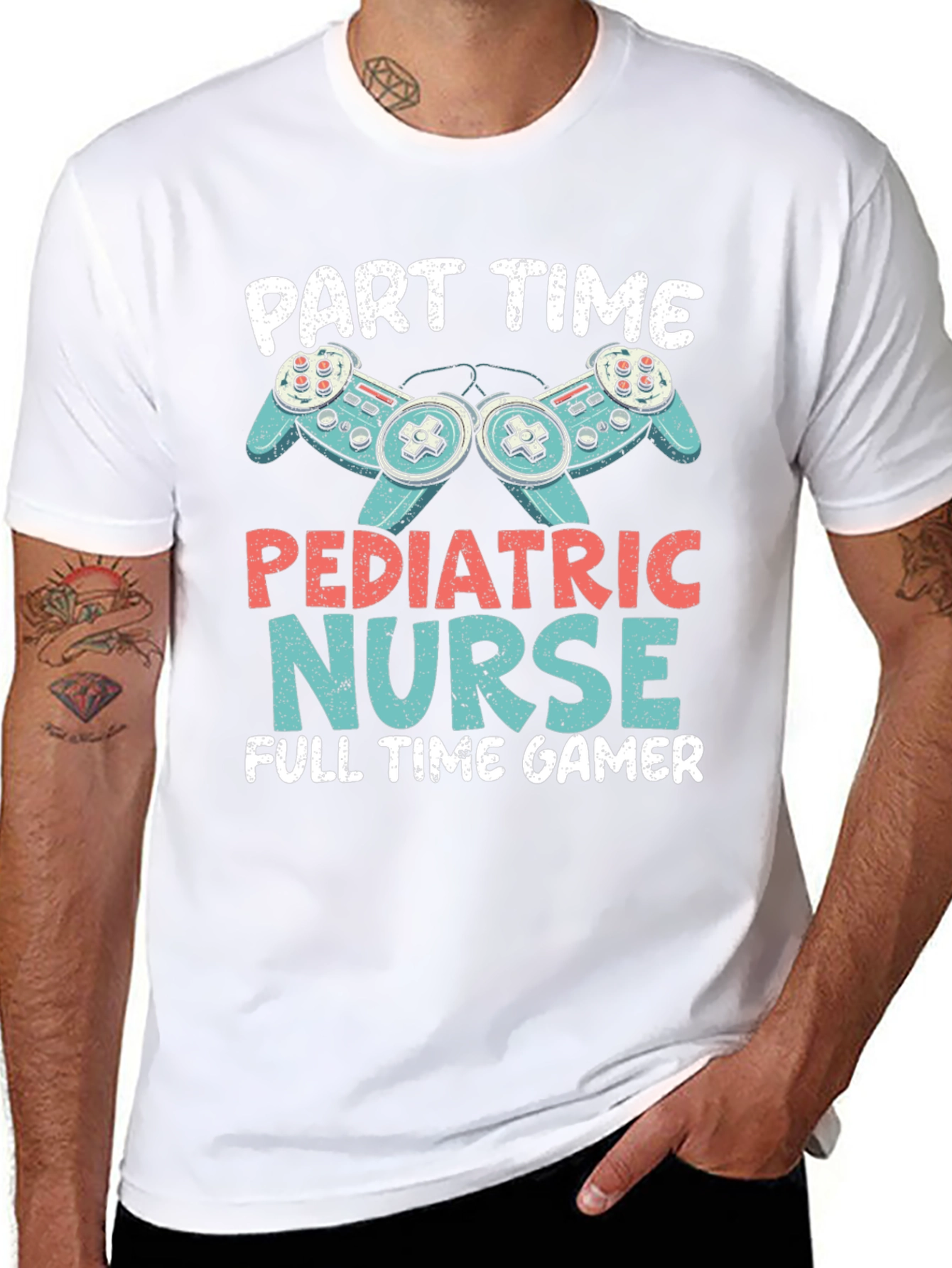 Camiseta Hombre: Enfermera Pediátrica y Gamer
