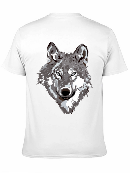 Camiseta Negra Hombre Diseño Lobo Gris