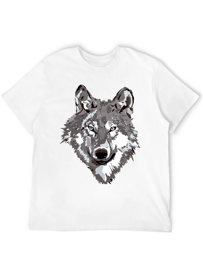 Camiseta Negra Hombre Diseño Lobo Gris