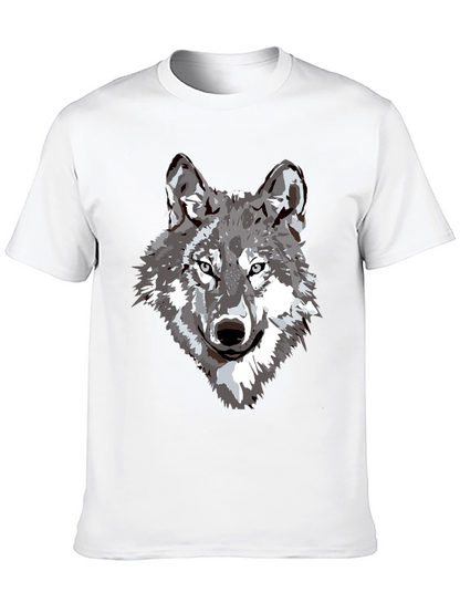 Camiseta Negra Hombre Diseño Lobo Gris