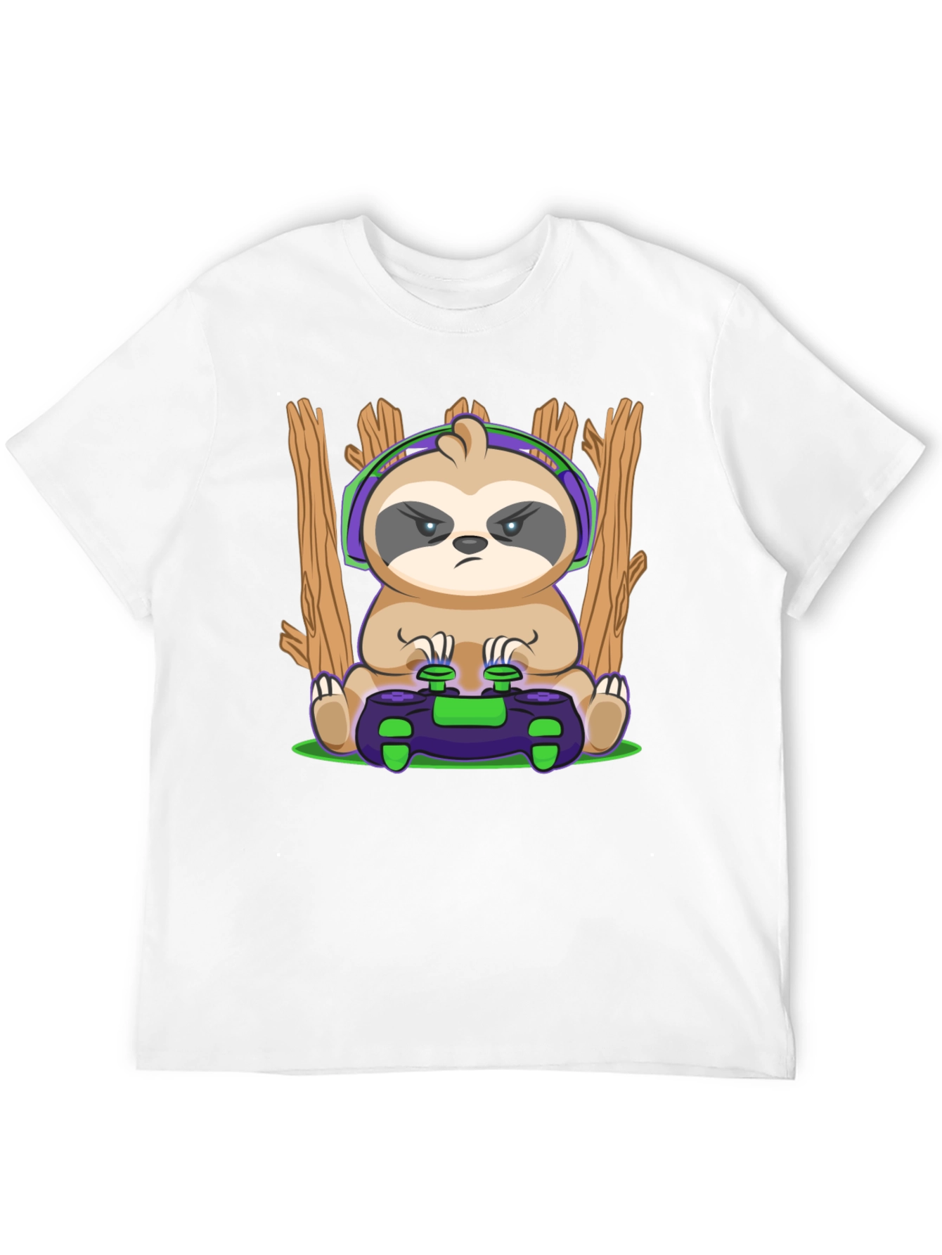 Camiseta Hombre con Diseño de Perezoso Gamer