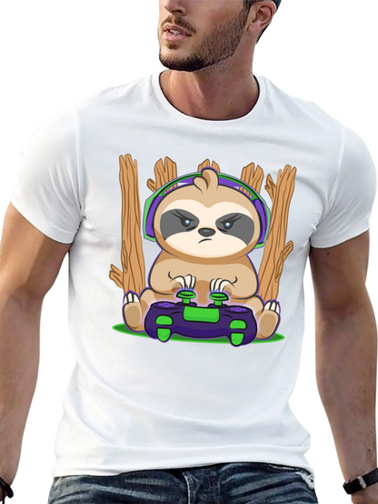 Camiseta Hombre con Diseño de Perezoso Gamer