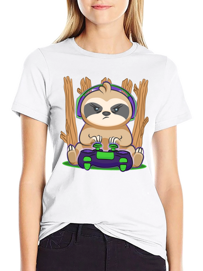 Camiseta Hombre con Diseño de Perezoso Gamer