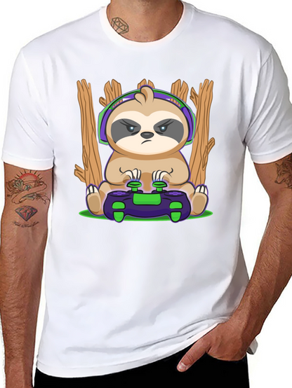 Camiseta Hombre con Diseño de Perezoso Gamer