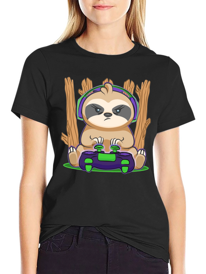 Camiseta Hombre con Diseño de Perezoso Gamer