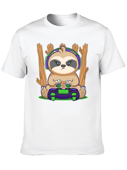 Camiseta Hombre con Diseño de Perezoso Gamer