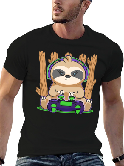 Camiseta Hombre con Diseño de Perezoso Gamer