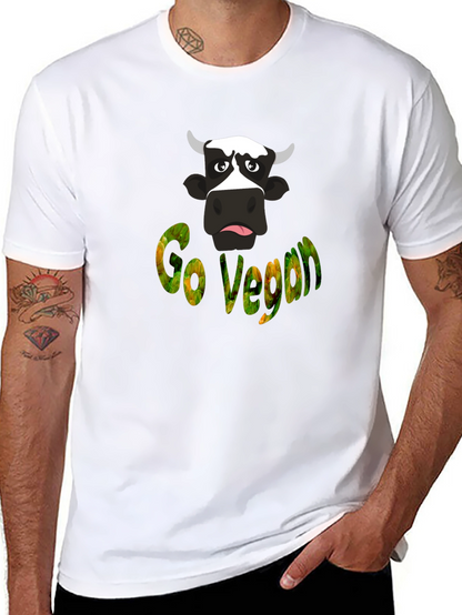 Camiseta Negra Go Vegan con Diseño de Vaca