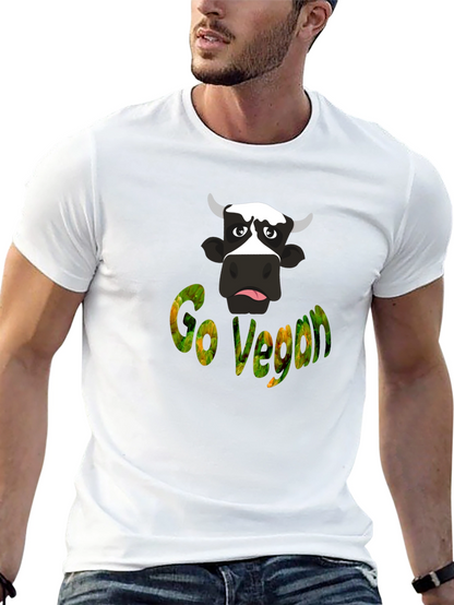 Camiseta Negra Go Vegan con Diseño de Vaca