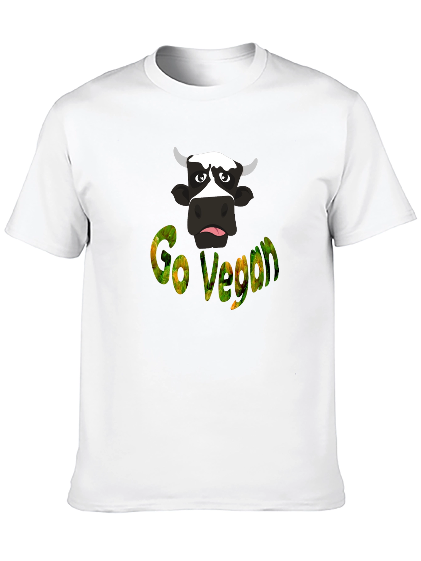 Camiseta Negra Go Vegan con Diseño de Vaca