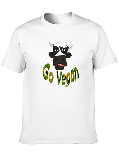 Camiseta Negra Go Vegan con Diseño de Vaca