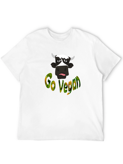 Camiseta Negra Go Vegan con Diseño de Vaca
