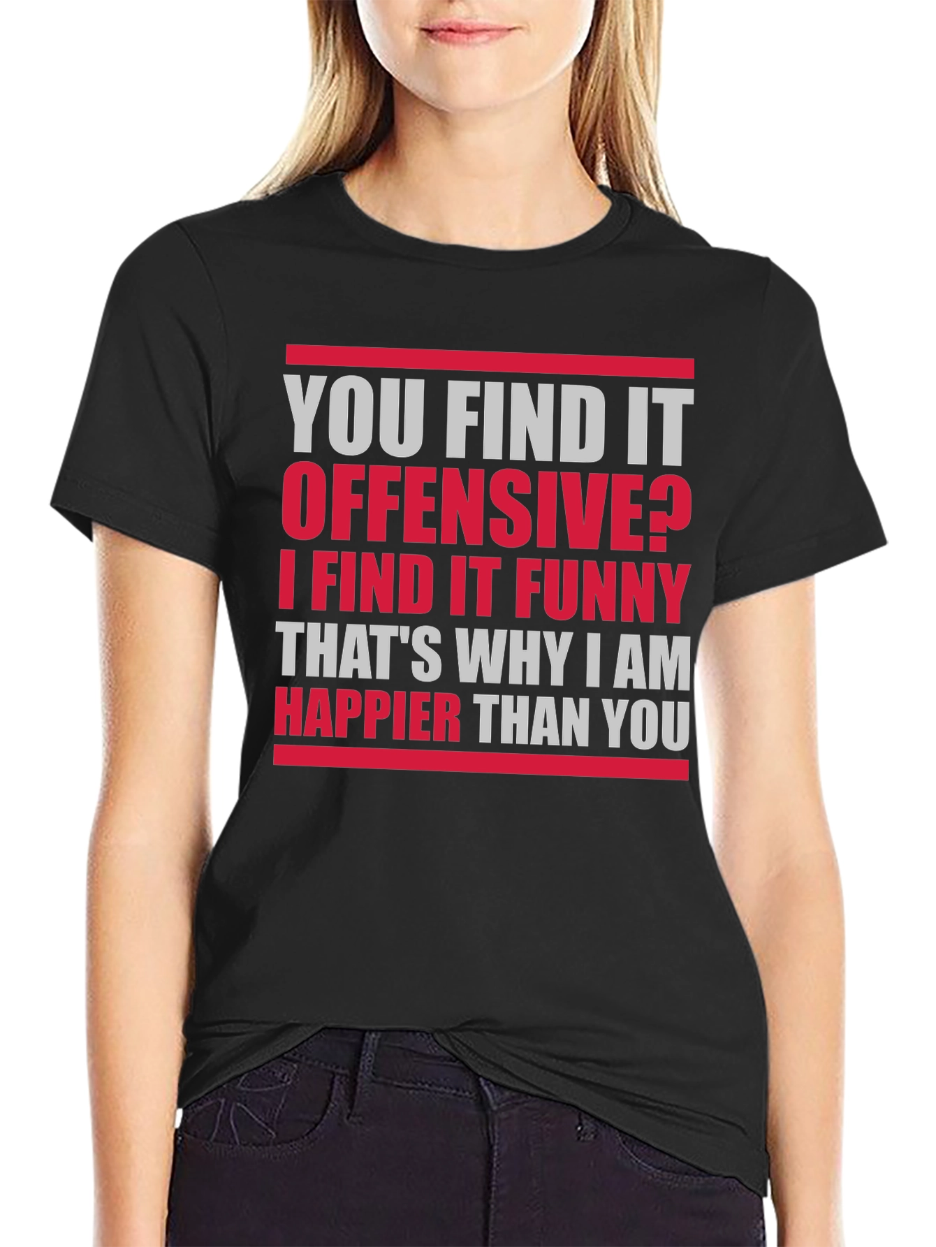 Camiseta Negra con Texto Divertido: Ofensivo? Funny!