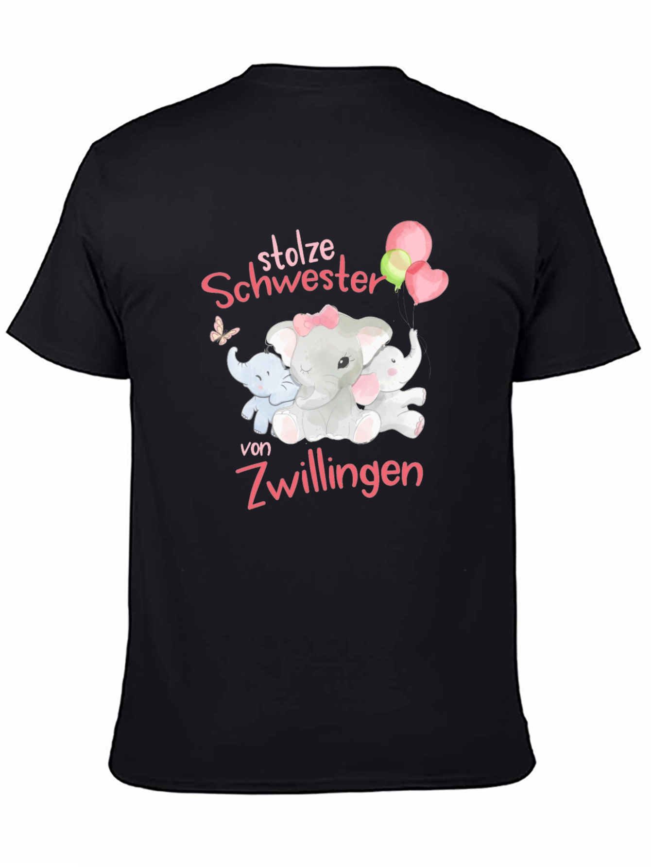 Camiseta Negra Orgullosa Hermana de Gemelos