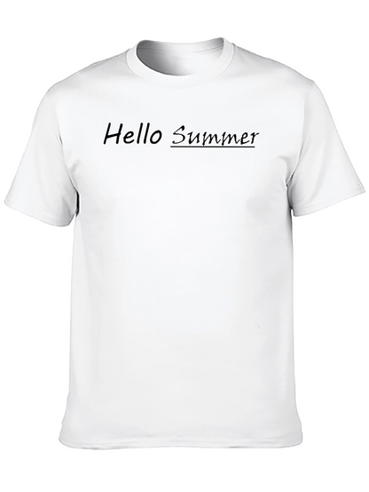 Camiseta Negra Hello Summer de Algodón Casual