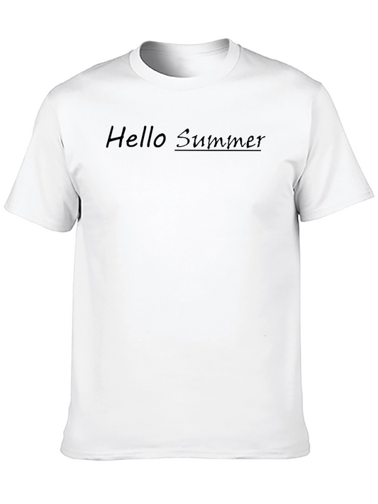 Camiseta Negra Hello Summer de Algodón Casual