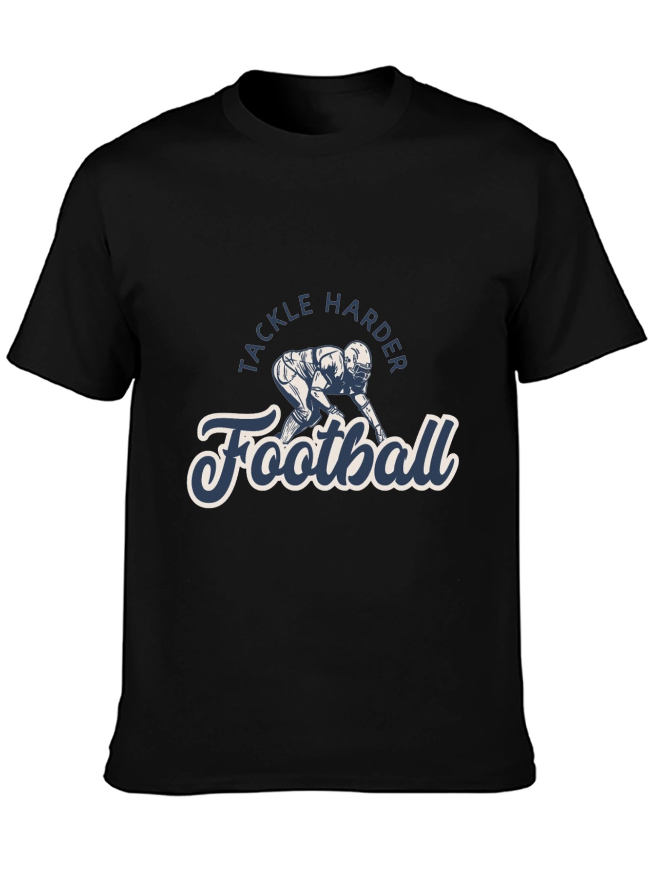 Camiseta Negra Football Tackle Harder