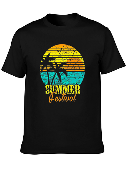 Camiseta Negra Estampada Festival de Verano