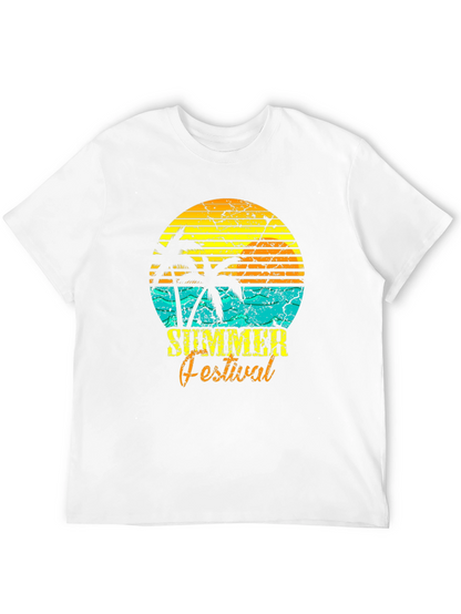 Camiseta Negra Estampada Festival de Verano
