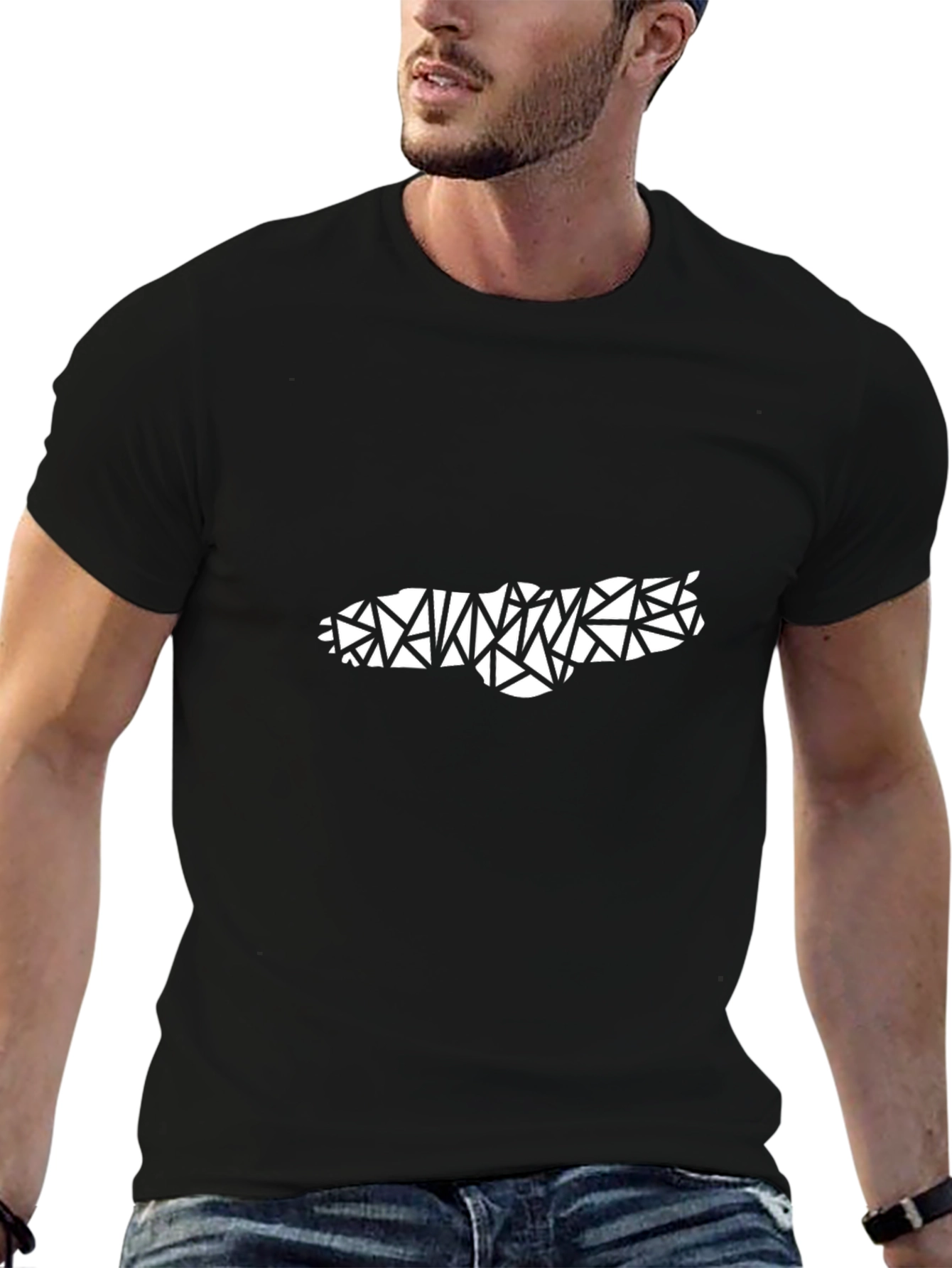 Camiseta Negra Geométrica Abstracta