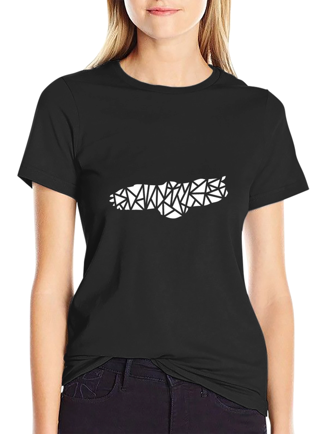 Camiseta Negra Geométrica Abstracta