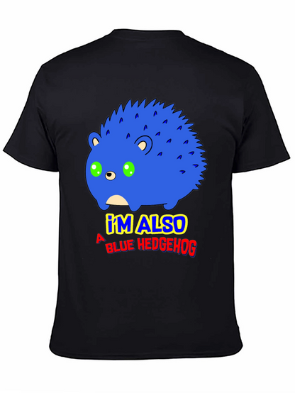 Camiseta Negra con Diseño de Erizo Azul