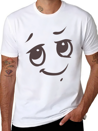 Camiseta Negra con Diseño Emoji Expresivo