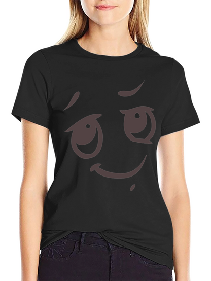 Camiseta Negra con Diseño Emoji Expresivo