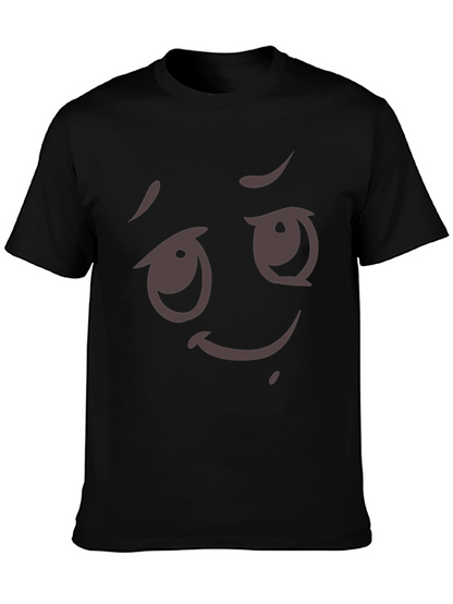 Camiseta Negra con Diseño Emoji Expresivo