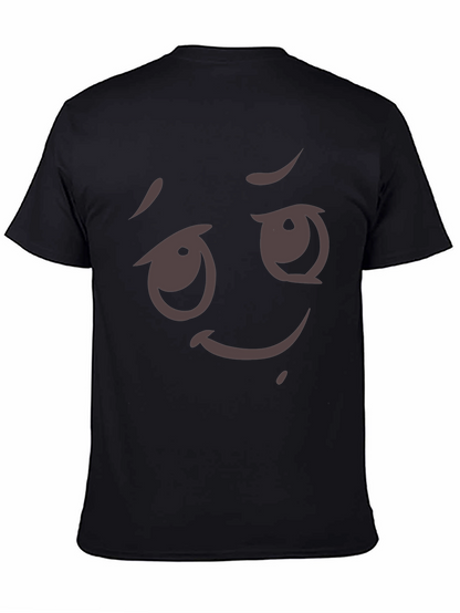 Camiseta Negra con Diseño Emoji Expresivo