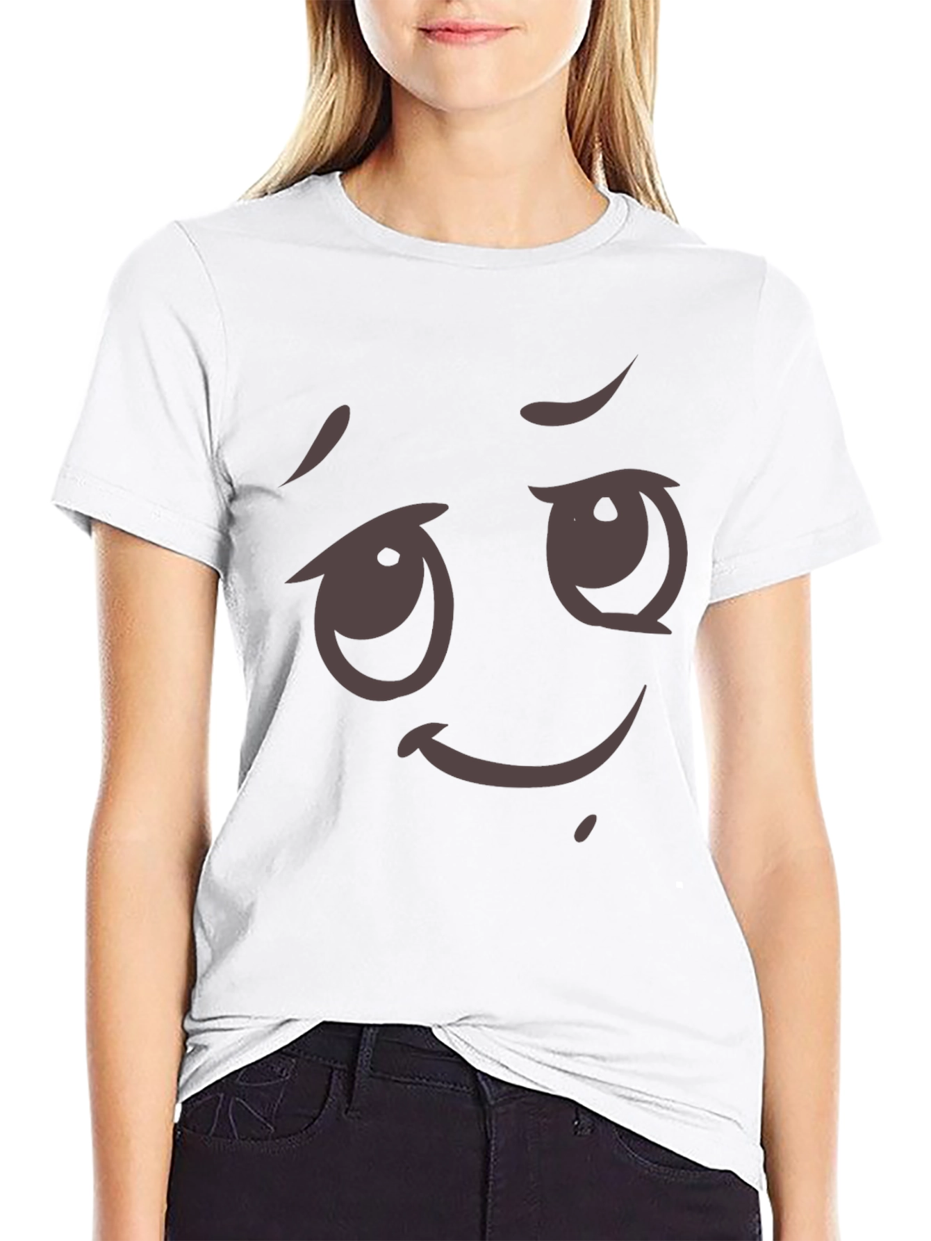 Camiseta Negra con Diseño Emoji Expresivo