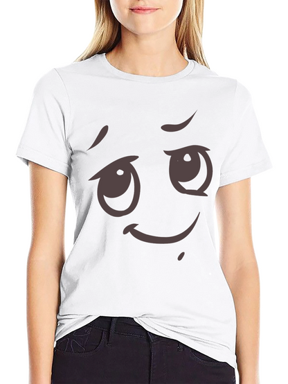 Camiseta Negra con Diseño Emoji Expresivo